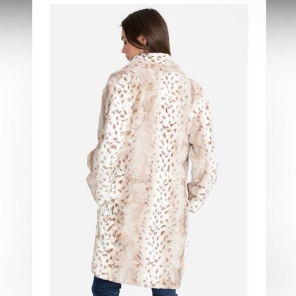 Johnny Was Artic Lynx faux fur coat jacket cardigan duster animal size L large - Picture 4 of 11